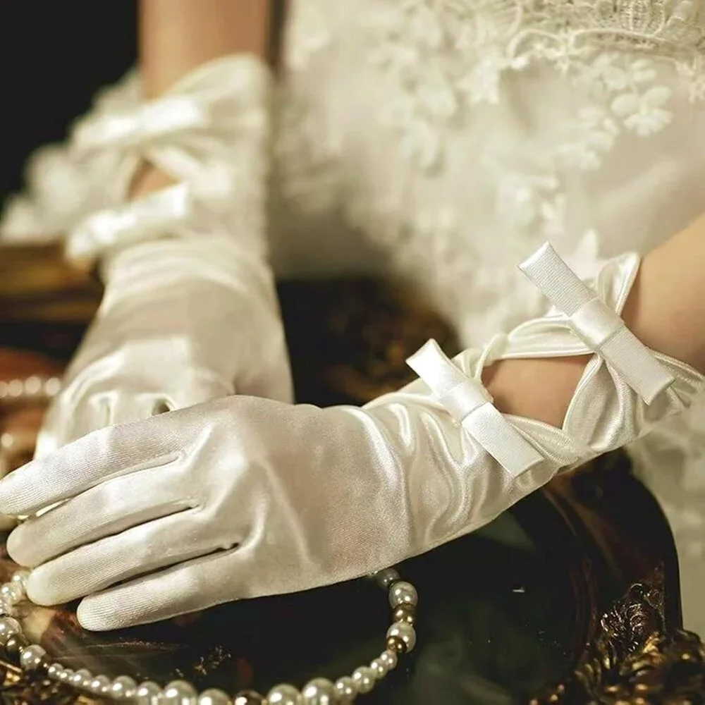 Women's Special White #2 Short Satin Gloves Formal Dress Wedding Dancing